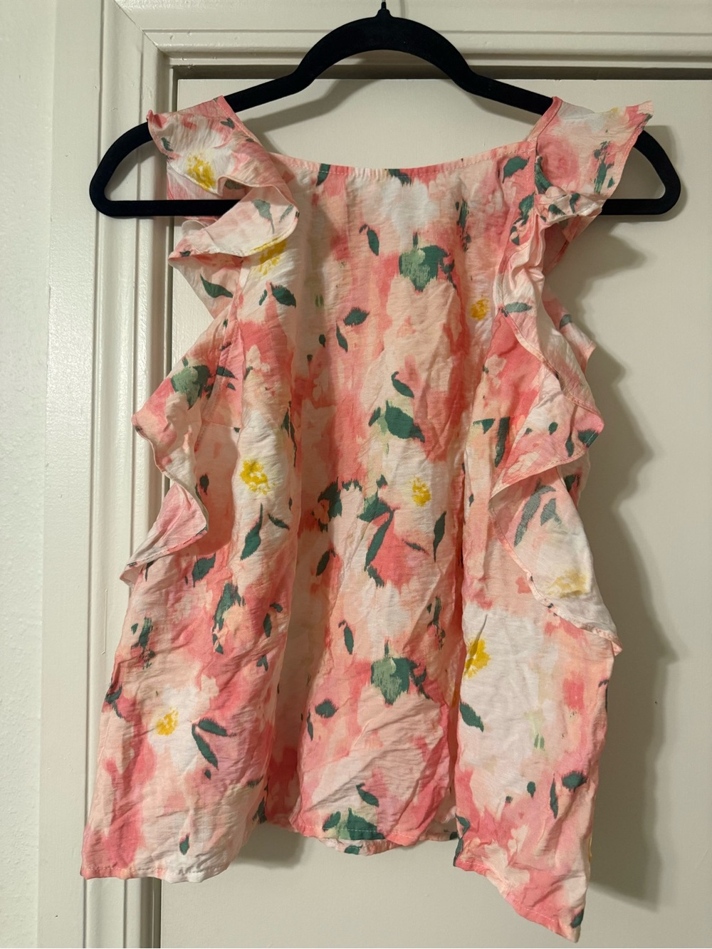 a new day Pink Floral Ruffle-Sleeve Blouse